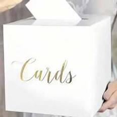 1set White Card Box With Gold Foil Design For Voting Game, Wedding Special Gift Box, Used For Baby Shower,Wedding Receptions,  Anniversaries, Birthday Parties, Graduation Center Decoration