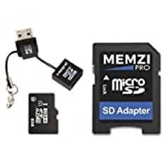 MEMZI PRO 8 GB klass 10 90 MB/s Micro SDHC-minneskort med SD-adapter och mikro-USB-läsare för PYRUS 1,5 tum 5 MP digital videokamera för barn