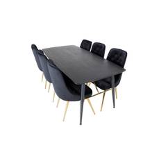 Venture Home Irunea Matbord 180 cm med 6 st Valerie Lyx Sammetsstol - Matgrupper