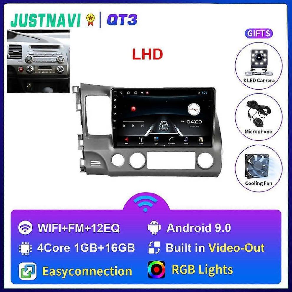 (QT3 1G 16G WIFI) 2din Android 10.0 Car Radio Multimedia player For Honda Civic 2005-2012 Navigation GPS Audio Stereo Carplay Head Unit