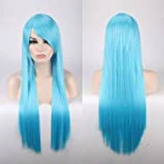 Wig for cosplay wig color anime wig long hair style hood 80cm straight hair color: 80CM sky blue K026-24