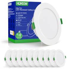 HOMEOW Set med 12 infällda LED-spotlights, extra platt, 7 W, 220 V, 700 LM, IP44, 4 000K, neutrala vita infällda takspotlights, för kök/vardagsrum/hall, diameter 118 mm, utskärning 95–105 mm