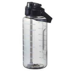Stor vandflaske med halm 2 liter tidsmarkør sort