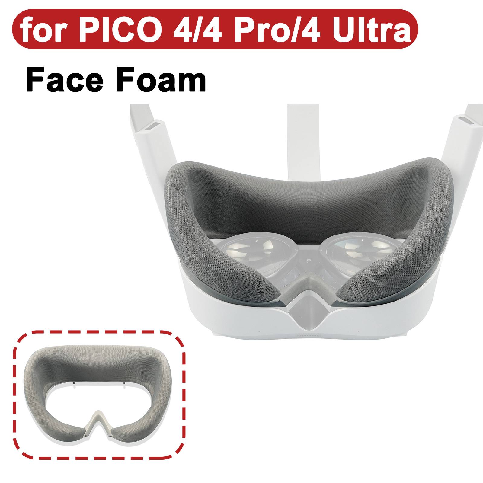 Replacement Face Mask for PICO 4 / PICO 4 Pro / PICO 4 Ultra, VR Face Cushion Facial Support Foam Pad VR Headset Accessories