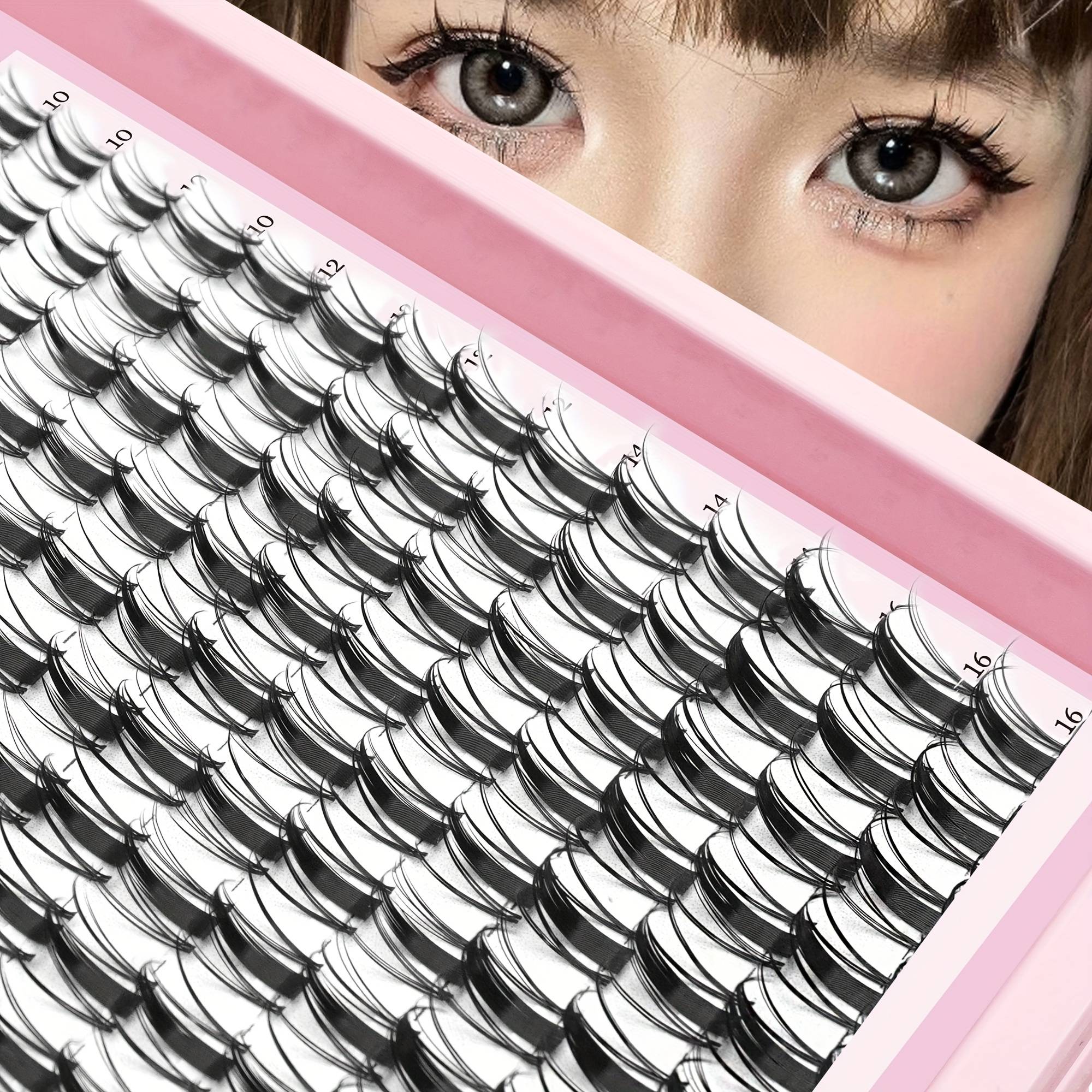 TEMU Fairy Lash Clusters Cat Eye Individual Cluster Lash Extensions Eyelash Clusters Wet-look Diy Lash Extensions Individual Fake Eyelashes With Invisible Lash Band(10-16mm)