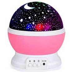 Stjärnhimmel ledde projektor himmel stjärnor månen roterande batteri eller usb-drift barn baby sovrum nattlampa - Rosa