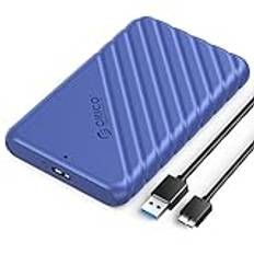 ORICO 2,5 tum extern hårddiskhölje USB 3.0 till SATA III för 7 mm och 9,5 mm SATA HDD SSD-verktyg gratis [UASP stöd] blå (25PW1-U3)