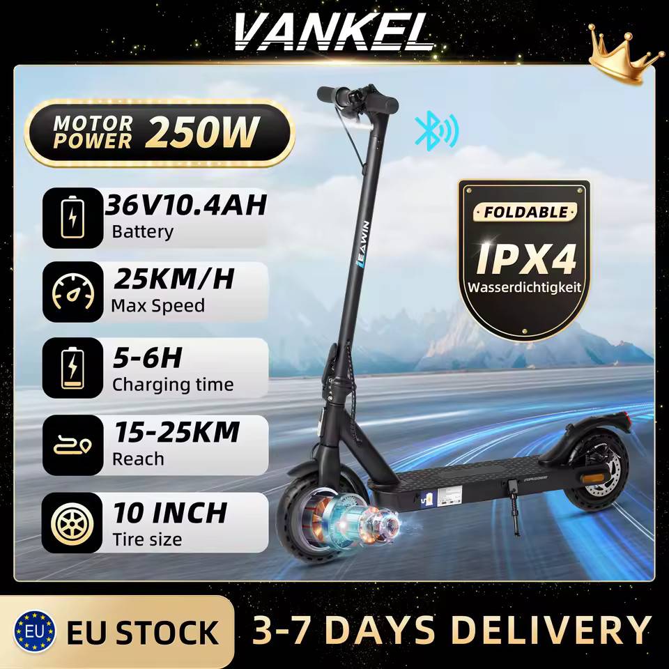 Sinaopus Foldable E-scooter 10" Electric Scooter 250W 36V10.4AH 25KM/H Max Speed Support APP Lightweight Escooter LED Display