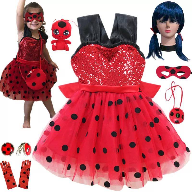 Miraculous Ladybug Rävhjälte Cosplay Jumpsuit, Marinette Hjälte Bodysuit för Halloween Kvinnor 100cm red