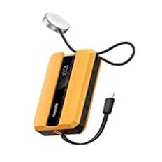 VEEKTOMX Mini Power Bank PD 30w Power Bank USB C Snabbladdning integrerad kabel,iwatch Bärbar Laddare 10000mah LED Display Portable Charger kompatibel med Apple Watch/iPhone 15 pro/Xiaomi (Yellow)