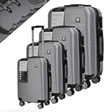 "By NordicDesign hand luggageTravel in Style and Convenience with our Durable Carry-On Luggage - Your Perfect Travel Companion!" one set 4 pcs color silver