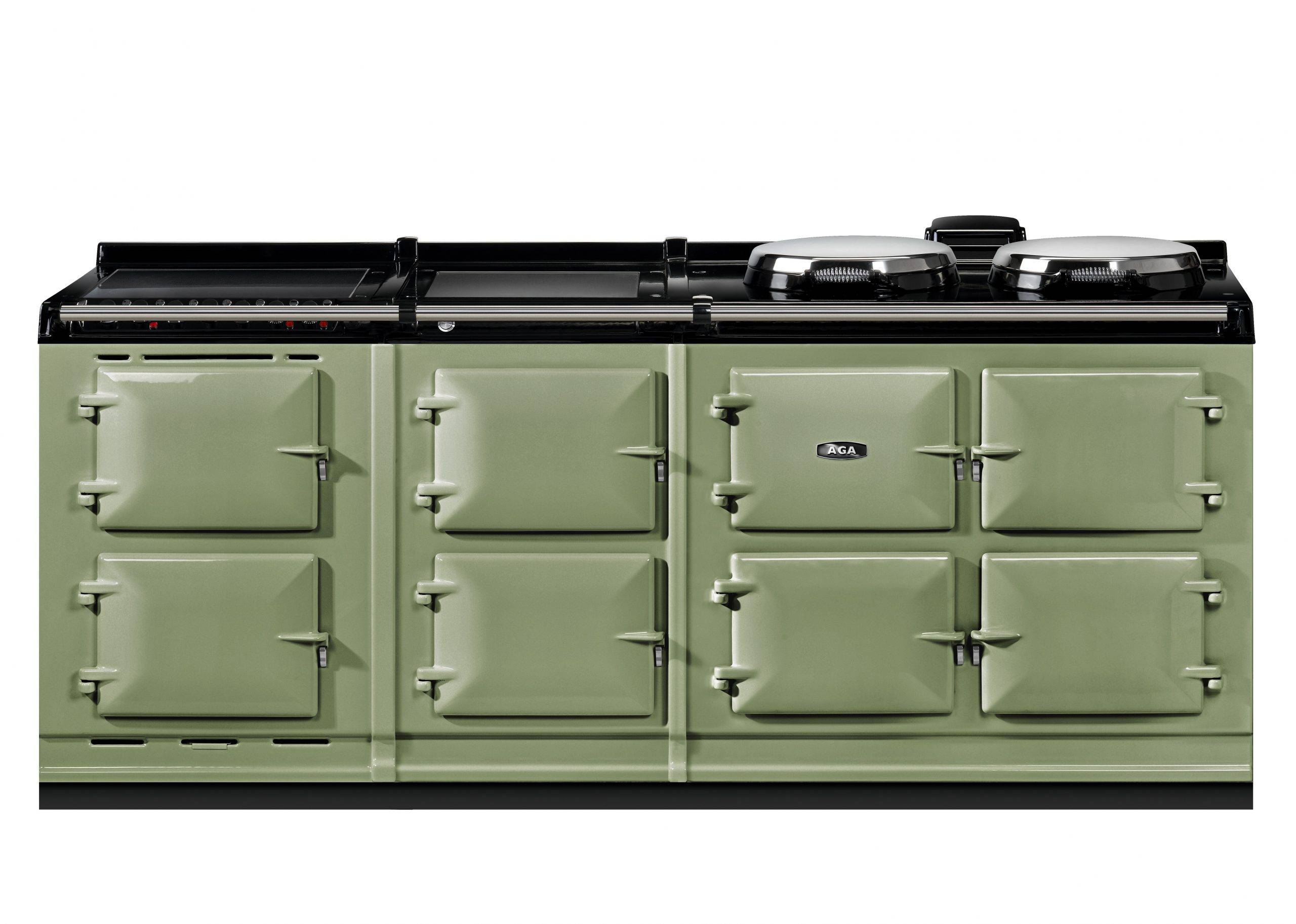 AGA R7 210 med 2 moduler - Olive green , Keramisk häll och varmhållningshäll moduler
