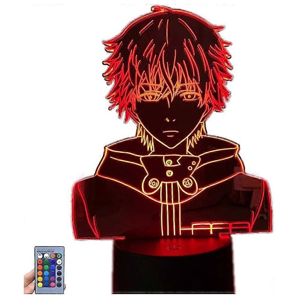 Anime Tokyo Ghoul Jin Muyan Nattljus 3D Illusion Light LED sovrumsinredning Light Touch Remote C