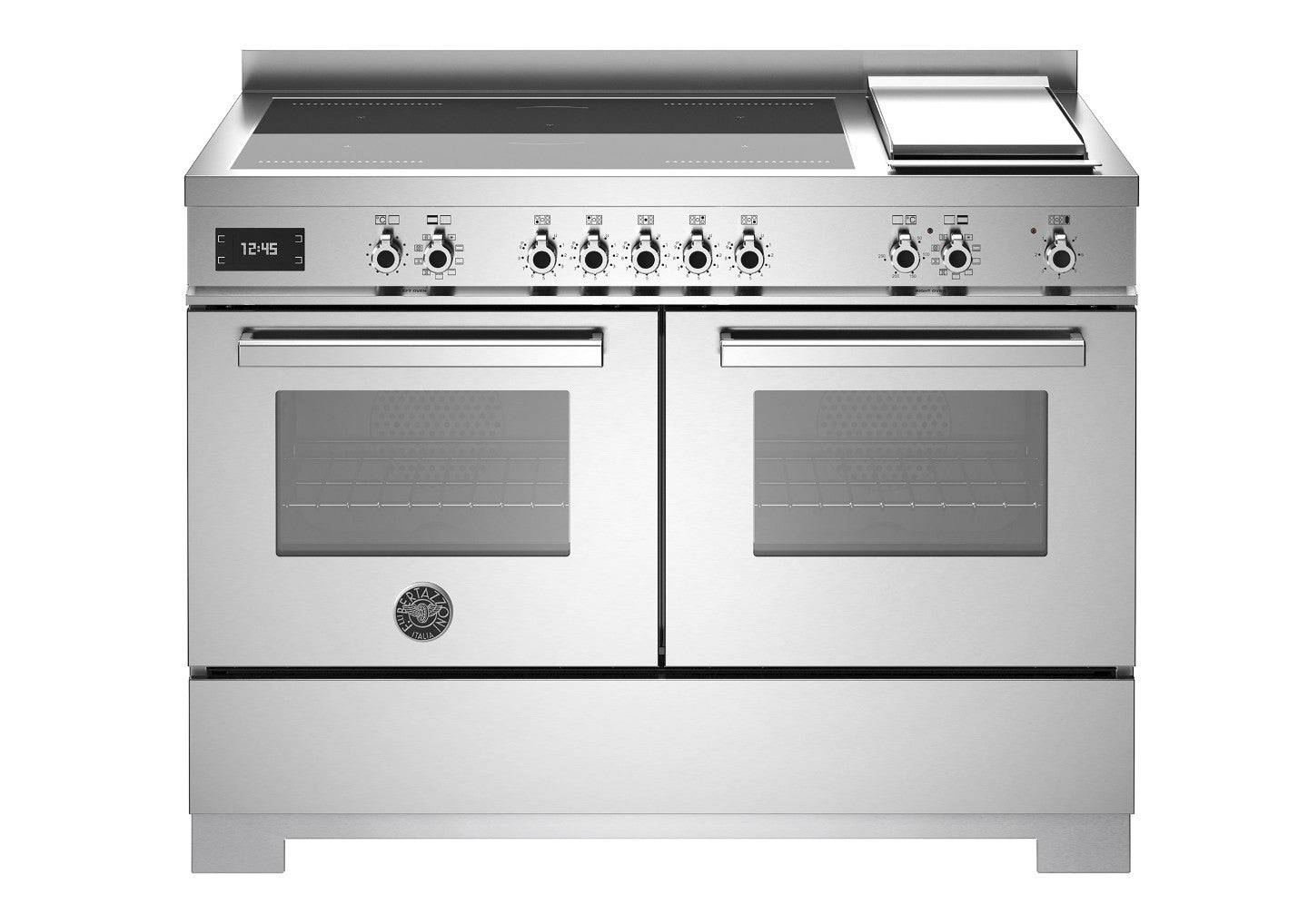 Bertazzoni, Professional-serien, Induktionskomfur, 120 cm, 5 zoner + elektrisk stegeplade, 2 ovne. Rustfrit stål.