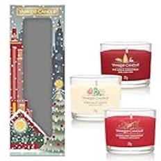 Yankee Candle Juldoftande ljus presentpaket, 3 doftande minifyllda votive signaturljus, sojablandning, vaxmix, perfekta julklappar för kvinnor, pass till helgdagssamlingen