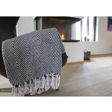 Plaid i 100% bomuld 135 x 200 cm. fra Rugs’N’More (Farve: Sort)