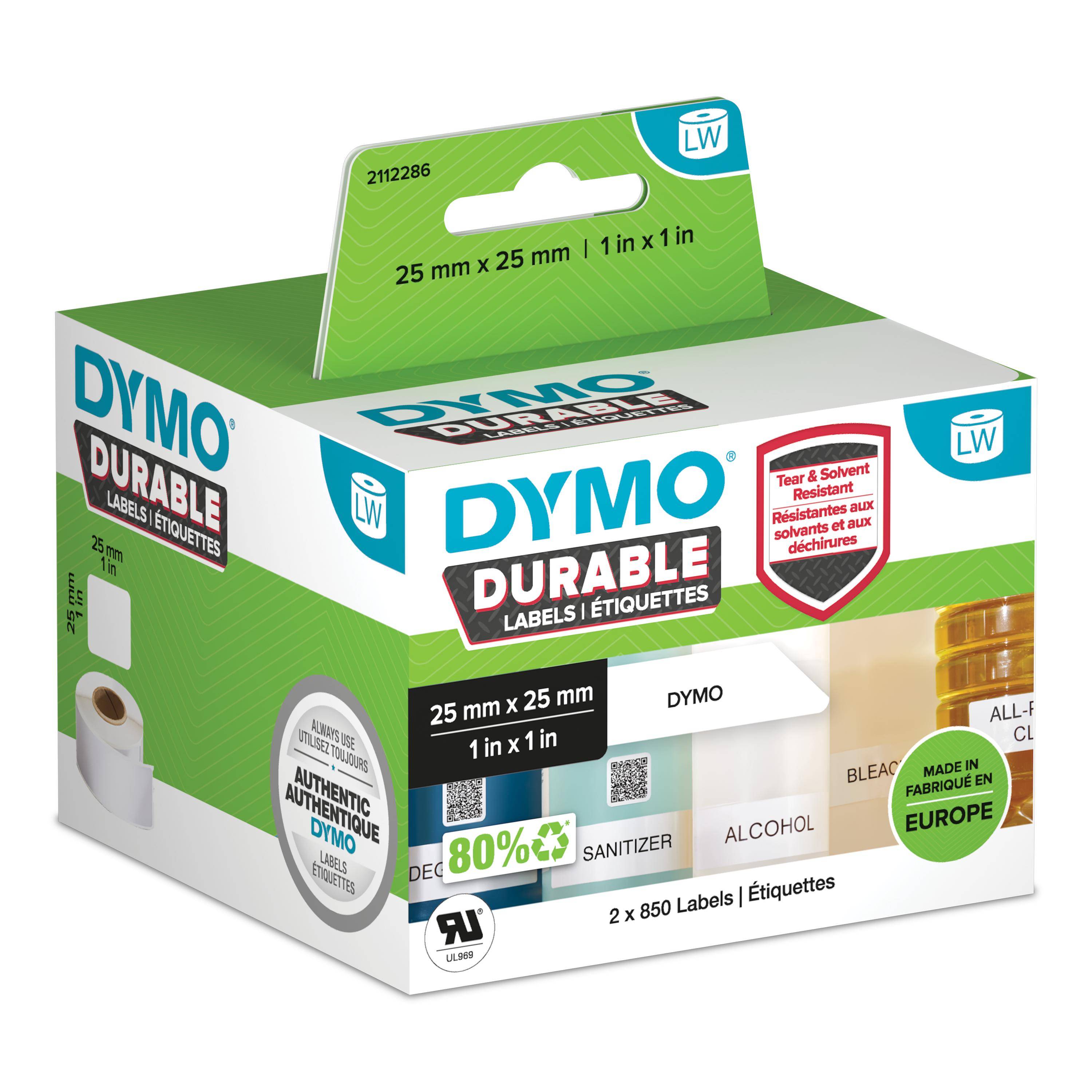 Etikett Dymo LW Durable Polypropylen, 25x25 mm, 850 st/rulle (25x25mm)