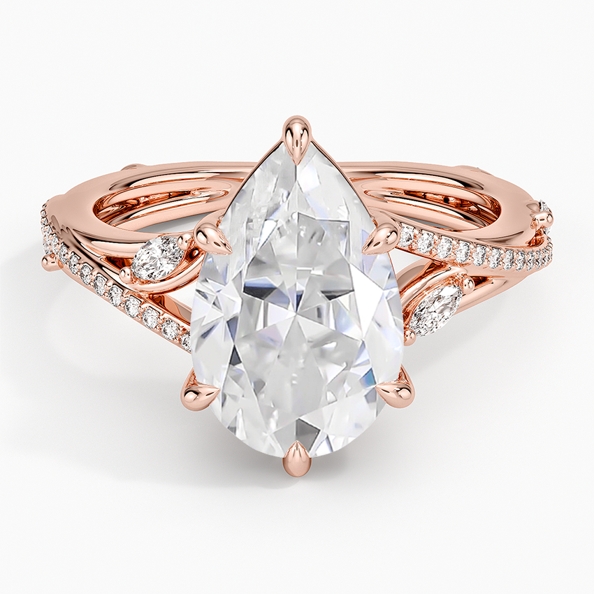 14K Rose Gold Moissanite Begonia Vine Diamond Ring (1/4 ct. tw.)