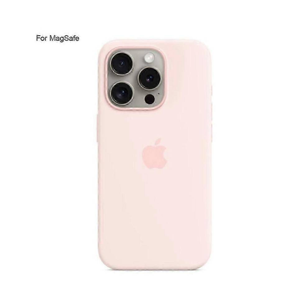 (Light Pink, Light pink) MagSafe Compatible iPhone 15 Pro Case Liquid Silicone Cover with PopSocket