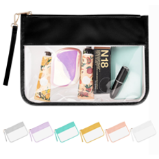 Chenille Letter Clear Bag, Waterproof PU&PVC Transparent Chenille Letter Patch Zipper Clear Pouch With Wrist Strap, Travel Essentials Mama Bags For Women,Makeup Bag Make Up Organizer Toiletry Bag Wash Bag For  Back To School Bathroom Dorm  For Christmas For Makeup Tools For Mom Ideal Gifts