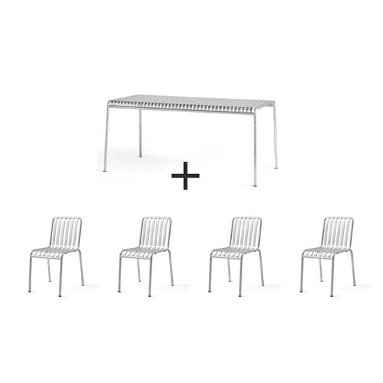 Hay - Palissade sæt - bord + 4 stole - Galvaniseret