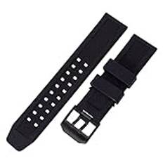 PLACKE 23mm silikonband passar for Luminox 1820/7251/3050 Watch Band Men gummi sportvattentät handband armband metall spännetillbehör (Color : Black buckle, Size : 23mm)