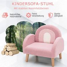 Barnfåtölj för småbarn Barnsoffa klädd med rosa ryggstöd