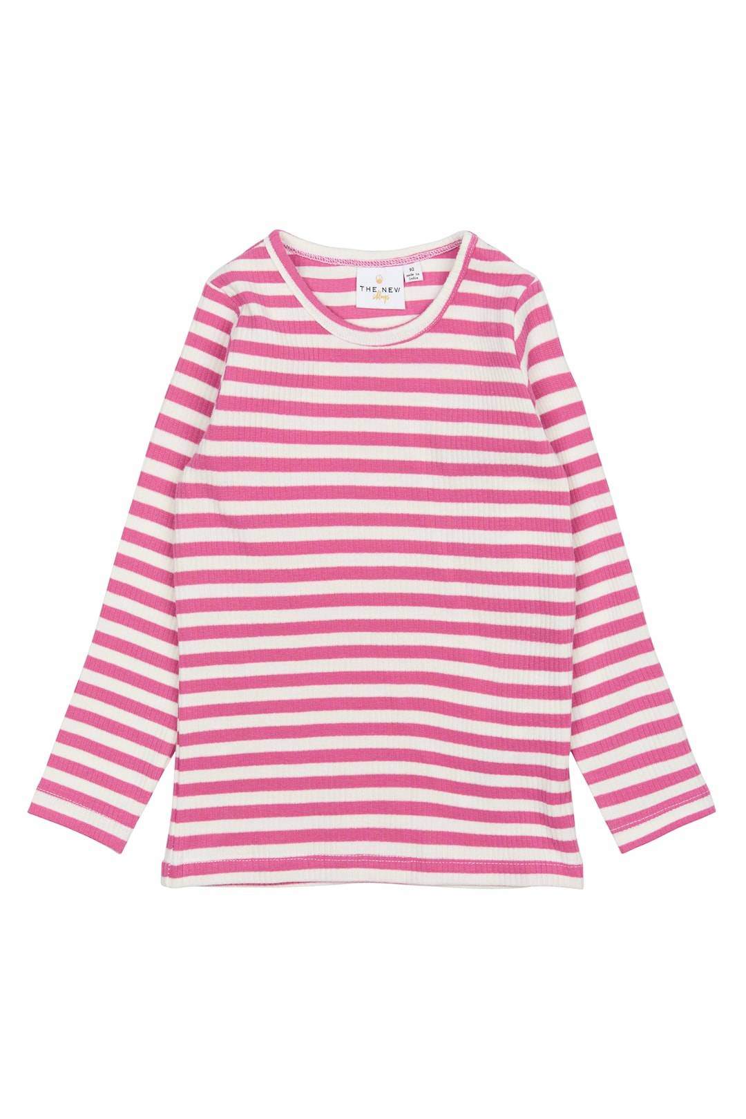 The New Siblings GOTS Fro Rib T-shirt Med Lange Ærmer Ibis Rose Striped Ibis Rose Striped 80 cm Lyserød 80 cm Drenge, Piger