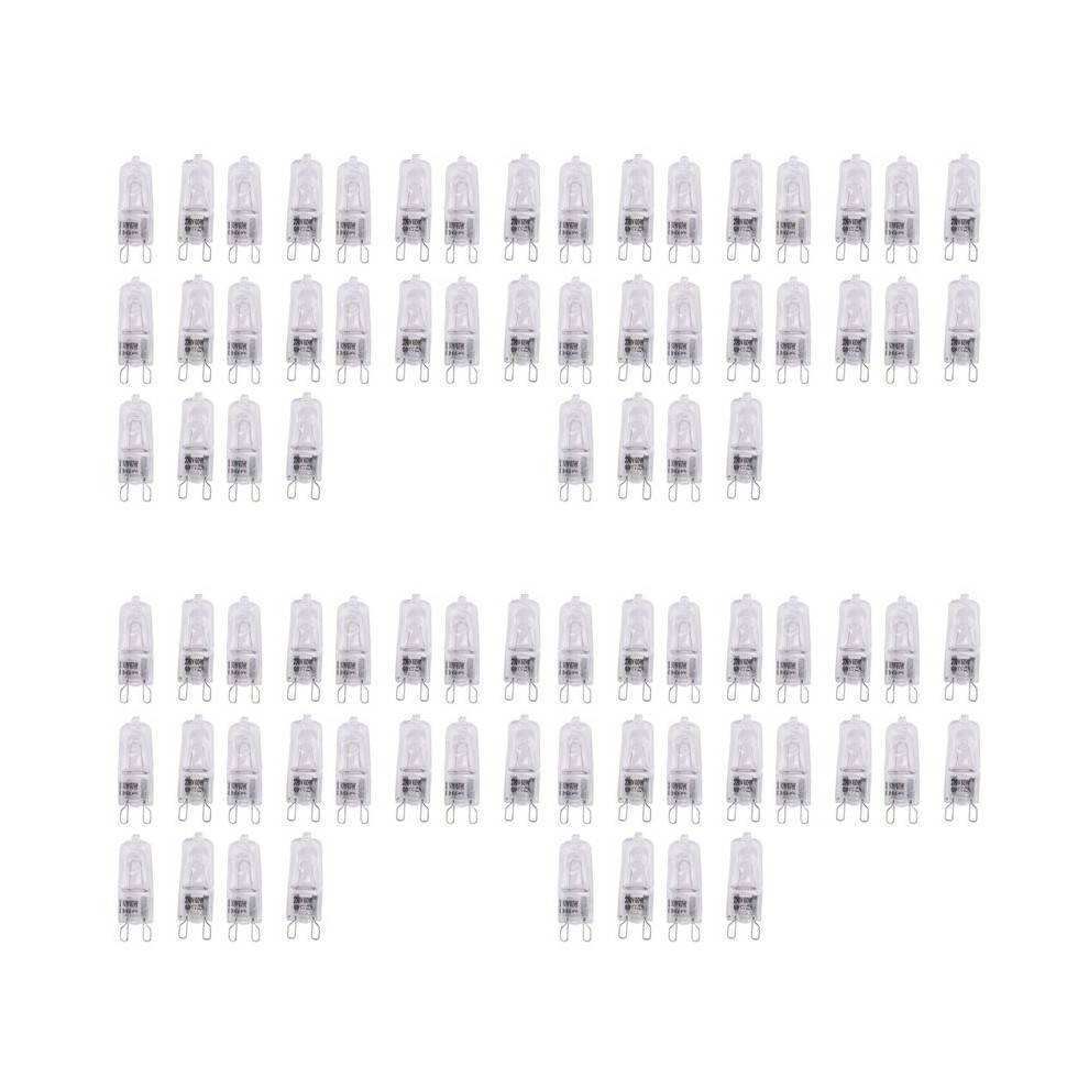 80Pcs G9 Halogen Light Bulbs,60W Clear Halogen Lamps Dimmable,Warm White 2800K for Chandeliers,Pendants,Landscape Lights