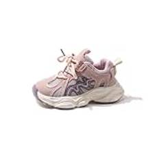 Flickor utomhus sneakers barn nät snörning träningsskor vardagliga andningsbara löparskor, Rosa, 33 EU