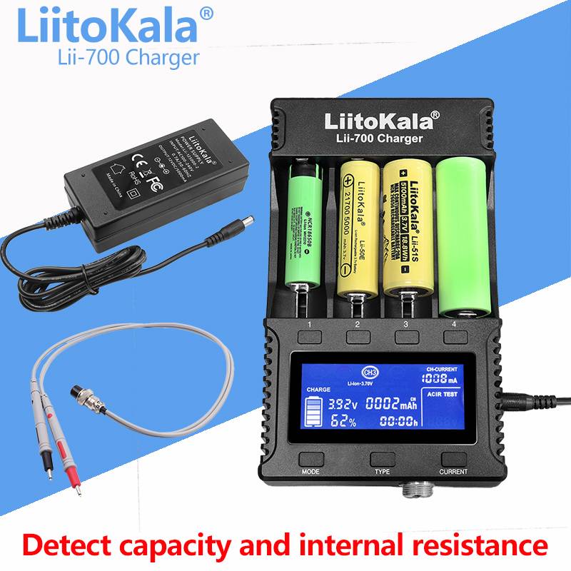 Lii-700 LiitoKala battery charger 3.7V/1.2V 18650/26650/16340/18500 Battery Charger with screen