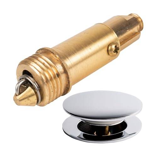 Pop Up uppsättning ersättning kottar, 1 st, tillverkad av mässing, 58 mm längd, lämplig för de flesta popup avloppsmöbler, reparationsskruv med stark fjäder, avloppsventil reservdel handfat, badkar