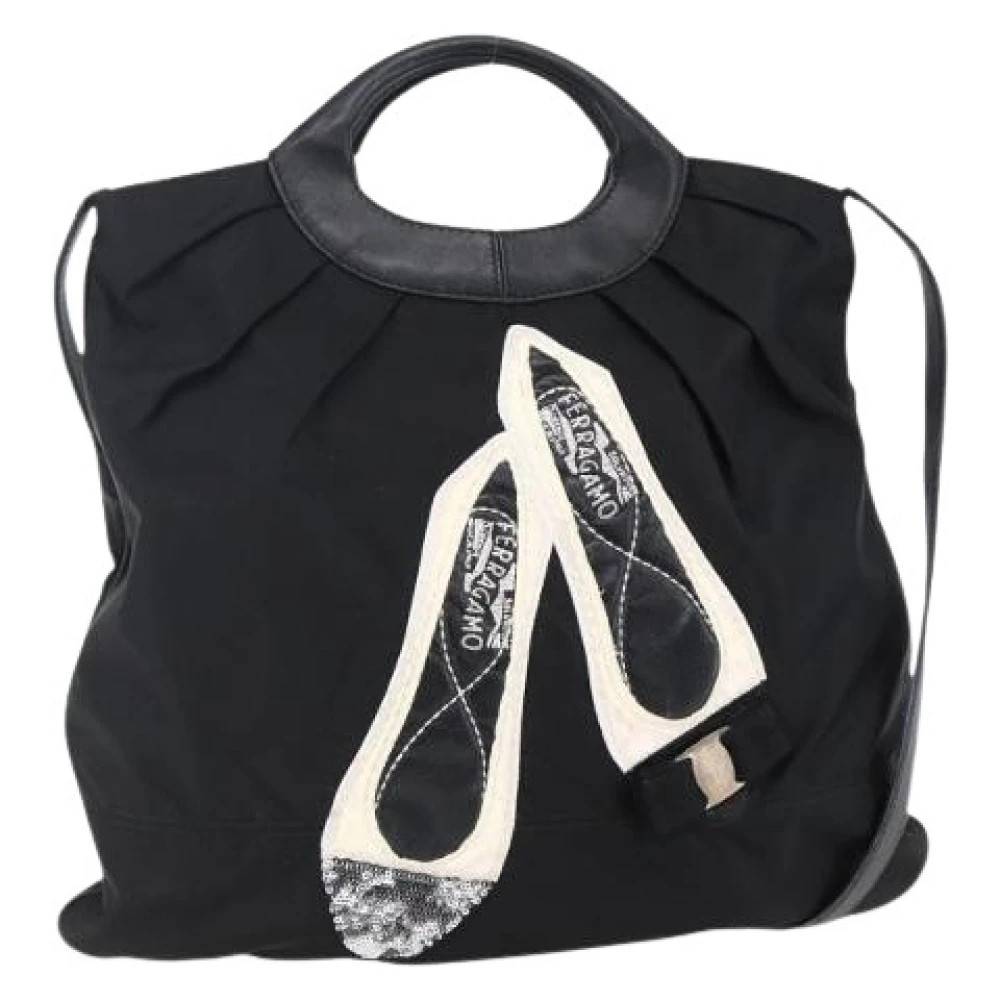 Salvatore Ferragamo Pre-owned Pre-owned Nylon Skuldertaske - Vintage - Dame - Sort - ONE SIZE - Uld