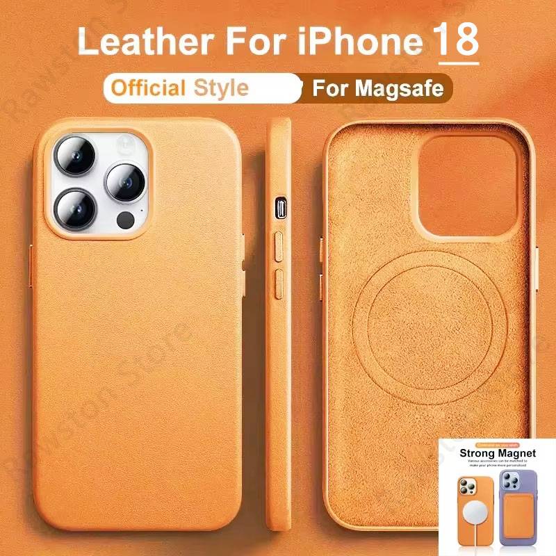 Official Magnetic Leather Case for Apple iPhone 17 Pro Max 16 13 12 14 15 Plus Original MacSafe for MagSafe Cover Accessories