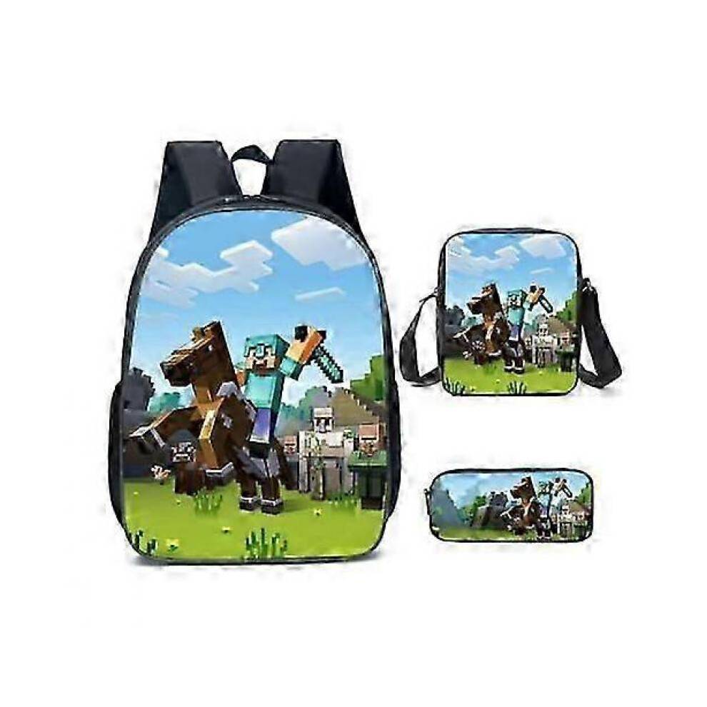(only backpack, Gold) my world 3pcs/Sets School Bags For Teenager Girls Boys Schoolbag Kids Backpacks Bookbag Women Daily Mochilas
