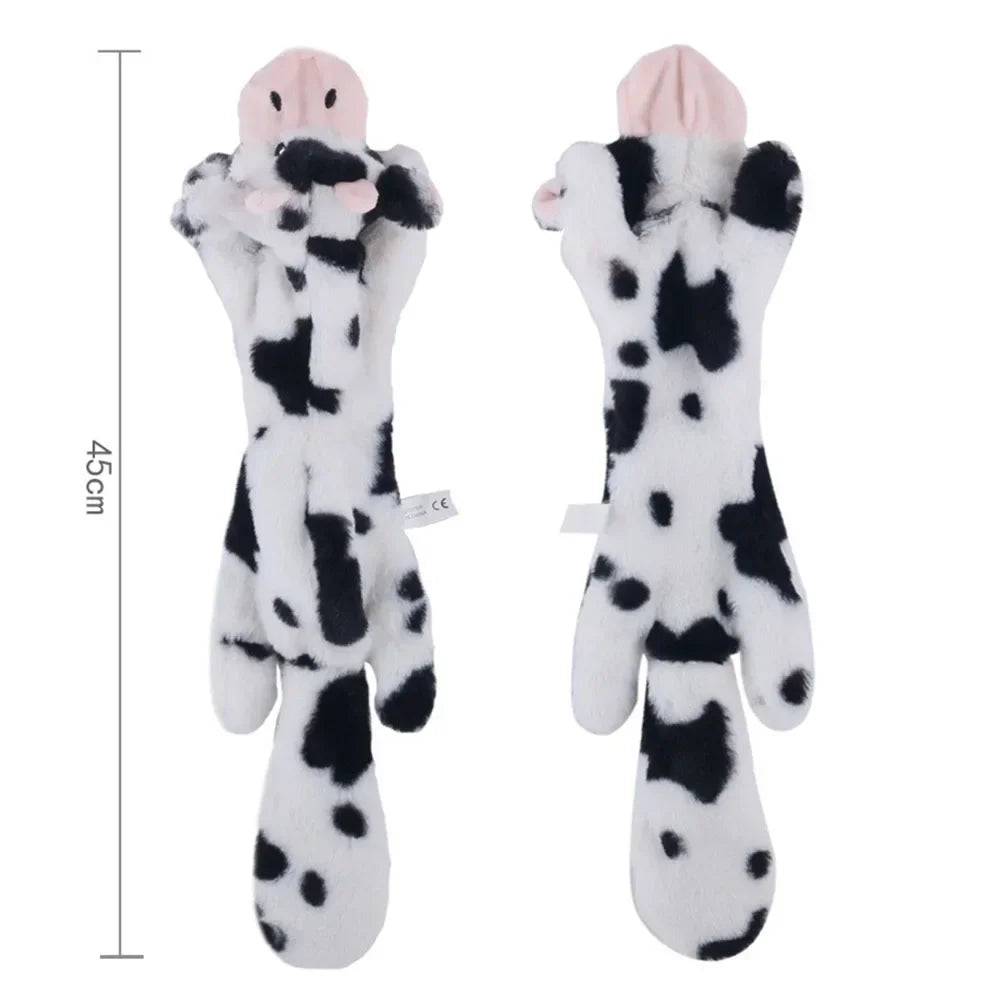 Crocodile Plush Squeaky Dog Toy with Crinkle Paper - Cow
