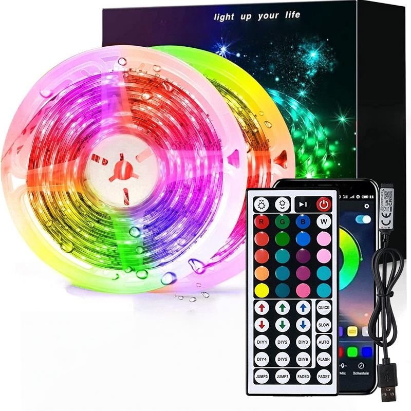 LED Strip Lights Music Sync Color Changing RGB LED Light Smart App & Remote Control Flexible Lamp Tape for Party Room Decor Lamp