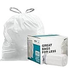 1,2 Gallon Simplehuman kompatibel med Simplehuman (x) kod A, 0,5 mil, vit, 38 cm B x 40 cm H, 200/antal (8 rullar med 25)