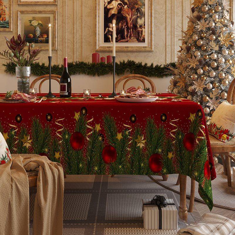 Jul Hem Duk Nyår Festlig Röd Rektangulär Duk Jul Stil Soffbord Duk Bomull och Linne Duk brown