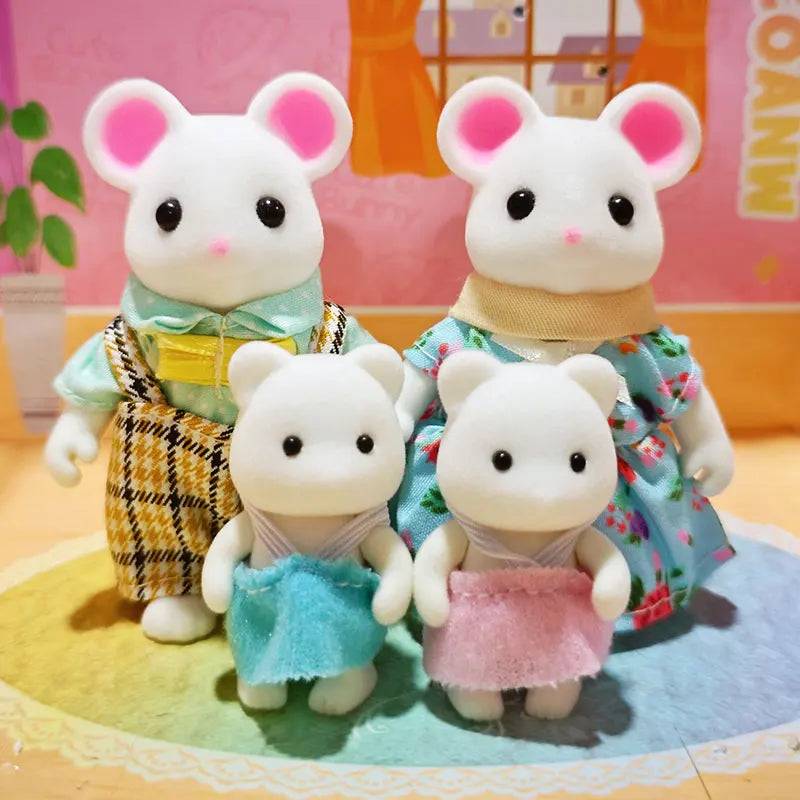 Forest Family Reindeer Rabbit Panda Animal Simulation Dollhouse Furniture Toy Set - Mouse Family