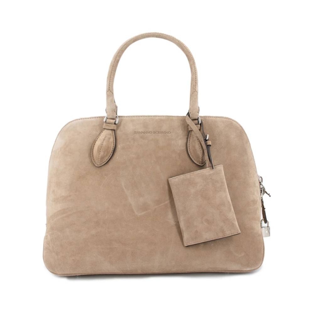 Ermanno Scervino Luksuriøs kalveskindstaske med ekstern pung - Tasker - Dame - Beige - ONE SIZE -