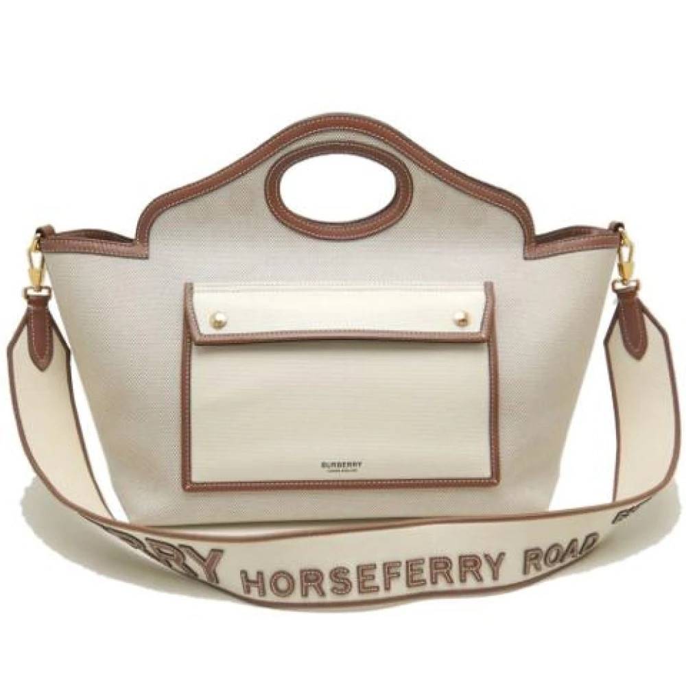 Burberry Vintage Pre-owned Canvas skuldertasker - Vintage - Dame - Hvid - ONE SIZE - Uld