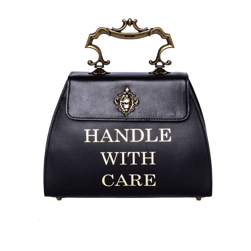Moschino Sort Accordion Lille Læder Skuldertaske - Tasker - Dame - Sort - ONE SIZE - Uld