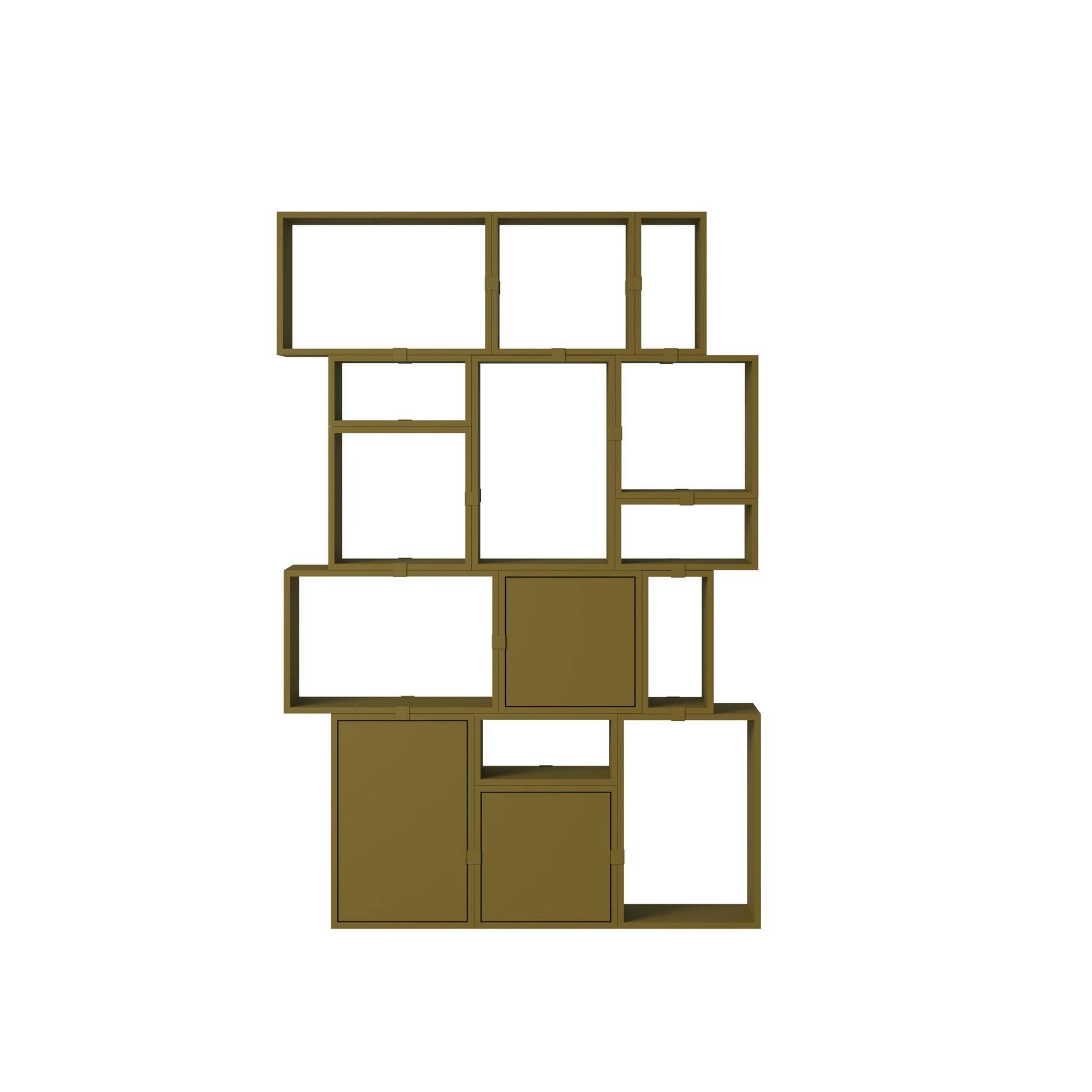 Stacked Bookcase Configuration 2 Brun-Grön - Mörkgrön