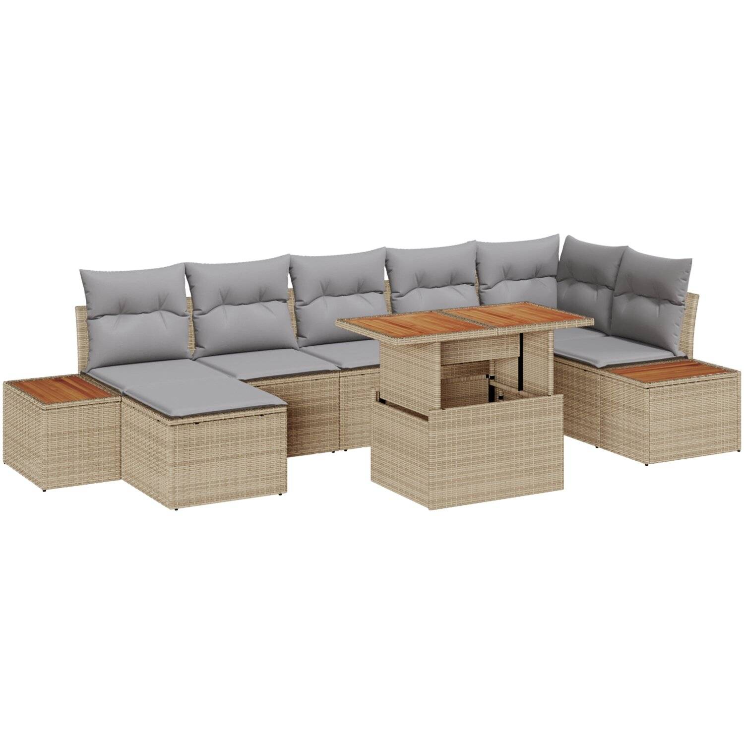 Havesofa vidaxl - 8 delars trädgårdsoff set med kuddar beige poly rotting stor naturlig - Beige