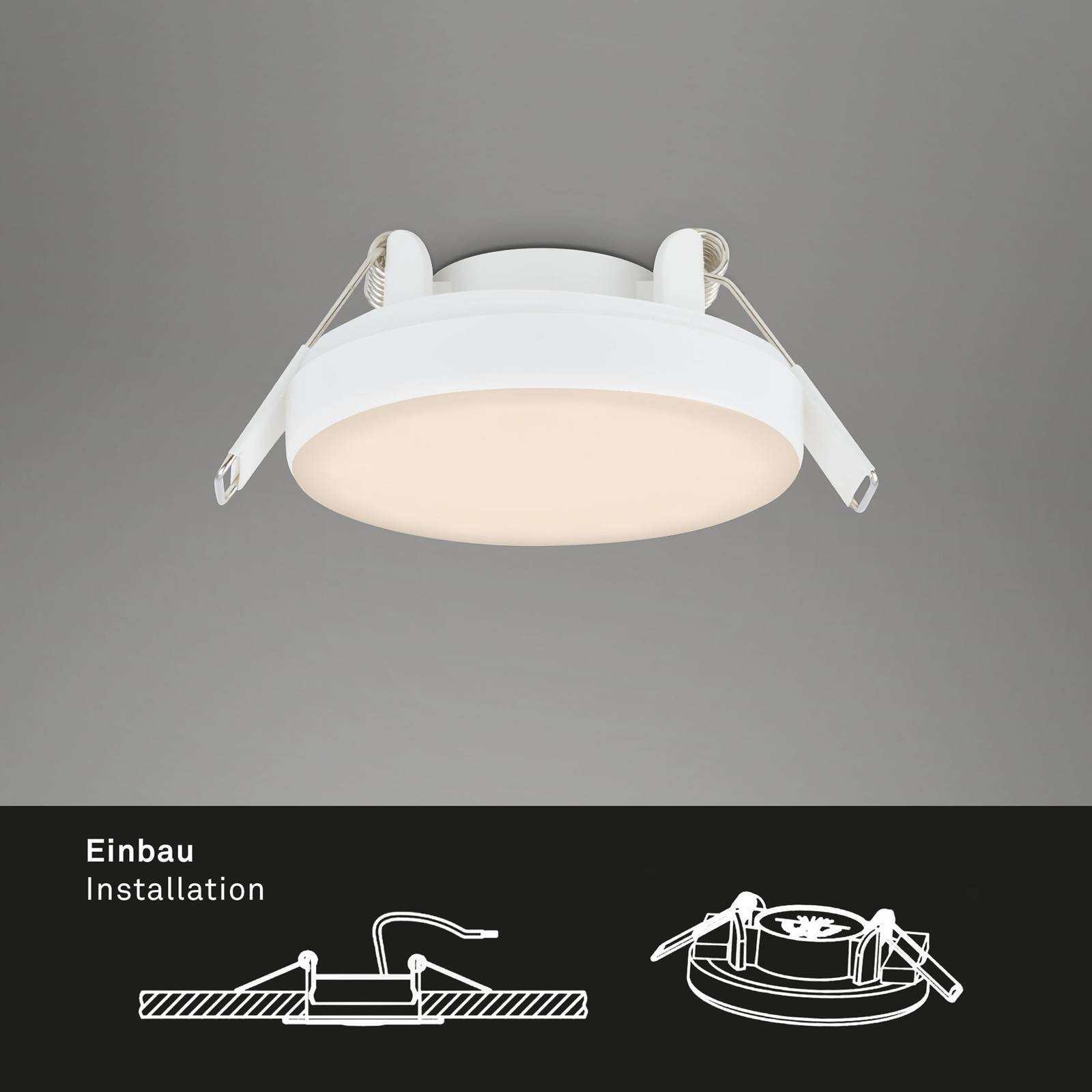 Briloner LED-inbyggnadsspot platt, vit, 3-set, 3 000 K Plat, Vitt / opal, Badrum, Syntetmaterial, Modern