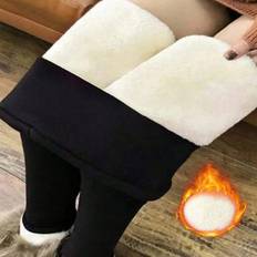 Plus Size High Waist Solid Color Termo Fodrade Leggings, Vinter - Svart (0XL,1XL,2XL,3XL,4XL)