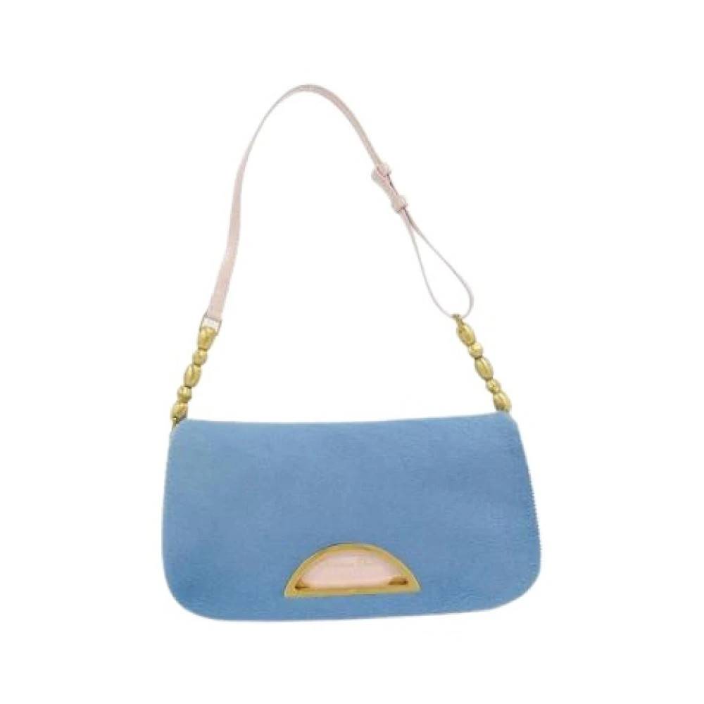 Dior Vintage Pre-owned Læder Python Skuldertaske - Vintage - Dame - Blå - ONE SIZE - Uld