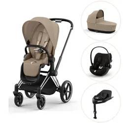 Priam duovagn cozy beige/chrome black inkl. Cloud G och Bas G - magic black