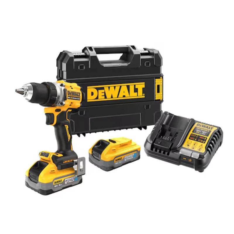 Dewalt 18V XR kulløs boremaskine inkl. 2 x 5,0Ah POWERSTACK batterier TSTAK – DCD800H2T-QW